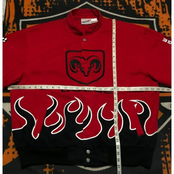 VTG Nascar Doge Racing Jacket Bomber Large MOTOSPORTS Flames - Picture 8 of 8